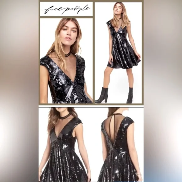 NWT Free People "Dance Till Dawn" Black Sequin Dress NWT Free People "Dance Till Dawn" Black Sequin Dress
